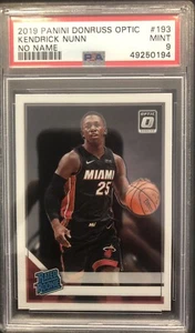 2019 Donruss Optic No Name #193 Kendrick Nunn Miami Heat RC Rookie PSA 9 MINT - Picture 1 of 2