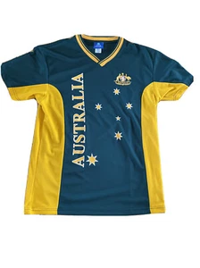 Australia Cricket Team one day Intl top jersey medium Green Yellow Poly Cotton - Picture 1 of 6