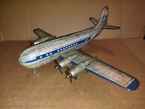 Vtg Boeing Stratocruiser Jet Airplane Nikko Japan Tin Friction Litho Toy Plane