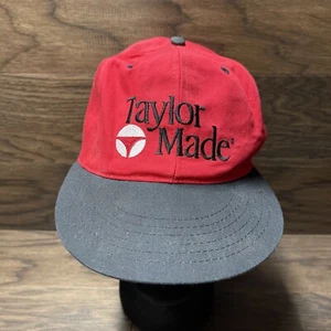 Vintage Taylor Made Stretch Fit Hat Cap Retro Golf Black Red Made In USA Texace - Picture 1 of 10