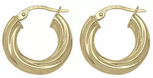 10K 14K 18K, Yellow Gold Hoop Earrings, 18mm diameter 4mm thick, NEW N4507 - Picture 1 of 6