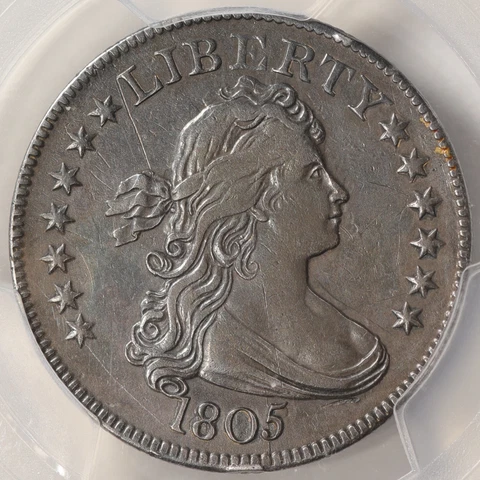 1805 Draped Bust Quarter, PCGS XF Details, Surfaces Smoothed Cover