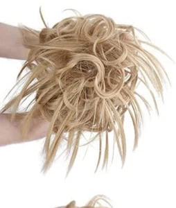 Messy Bun Hair Piece With Elastic Rubber Band Extensions Ash Blonde - Picture 1 of 5