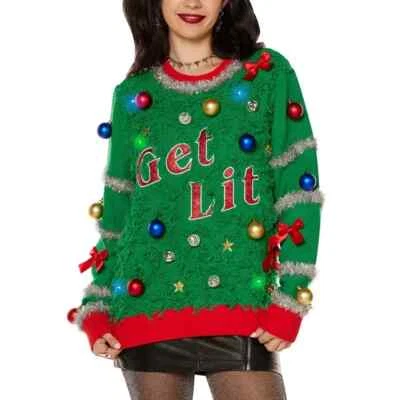 GET ACESO Ugly Funny Light Up Christmas Holiday SWEATER ADULTO UNISSEX TAMANHO GG Novo - Imagem 1 de 4