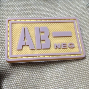 AB- NEG BLOOD GROUP BLOOD TYPE USA ARMY 3D PVC RUBBER PATCH BADGE HOOK - Picture 1 of 4