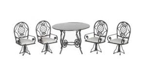 Dolls House Black Wrought Iron Patio Set Table Chairs Miniature Garden Furniture - Picture 1 of 8