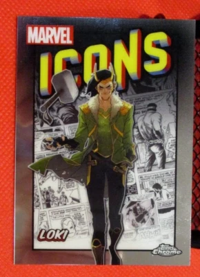 Topps Chrome Marvel ICON MI-9 LOKI SHIPPED IN TOP LOADER - Image 1 of 3