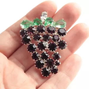 Tschechische Handarbeit Amethyst lila Glas Strass Traubenbündel Pin Brosche - Bild 1 von 4