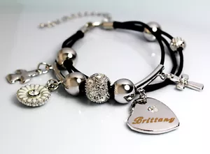 Brazalete Dije Oro Blanco Nombre BRITTANIA Cumpleaños Navidad Regalos de Pascua para Ella - Imagen 1 de 7