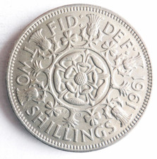 1961 GREAT BRITAIN FLORIN - Excellent Coin - FREE SHIP - Bin #346