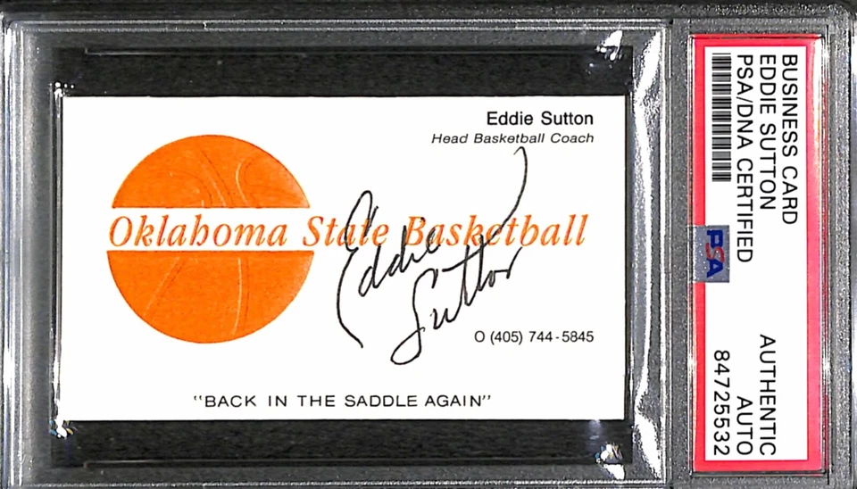 Eddie Sutton "OSU Cowboys 2004 Final Four" Autographed Signed Business Card PSA - Image 1 of 3