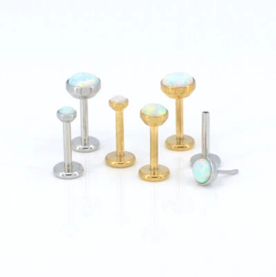 Pendientes Planos Traseros Ópalo de Fuego 16G 18G 20G Oreja Nariz Pasador Tono Dorado Anillos Prendedor Foto 1 de 4