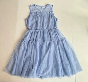 J.Crew Crewcuts Girl's Blue Sleeveless Tiered Formal Tulle Party Dress Size 12 - Picture 1 of 10