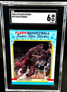ISIAH THOMAS 1988-89 FLEER BASKETBALL SUPER STAR STICKER #10 GRADED SGC 6 EX NM - Picture 1 of 2