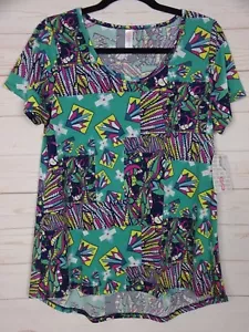 Top clásico para mujer Lularoe T verde, púrpura y amarillo talla pequeña nuevo con etiquetas - Imagen 1 de 3