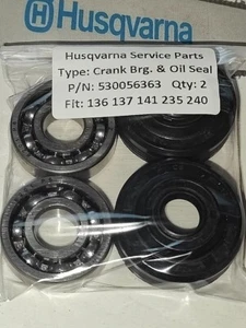 Husqvarna 136 137 141 142 235 236 240 Crank Bearings & Oil Seals. BEST UK PRICES - Picture 1 of 8