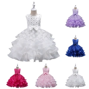 Flower Girls Kids Party Wedding Tutu Dress Formal Princess Birthday Party Dress - Picture 1 of 26