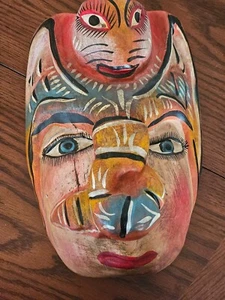 Wood Mask South America Ethnic Wall Sculpture Vintage Collection 20th Century - Picture 1 of 8