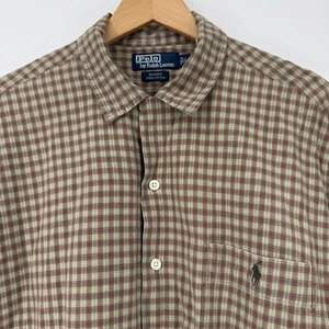 Polo Ralph Lauren Adams Capm Shirt Mens Large Checkered Plaid Short Sleeve VTG - Picture 1 of 7