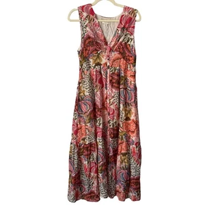 See U Soon Flowy Maxi Dress With Tropical Floral Design - Size L - Picture 1 of 8