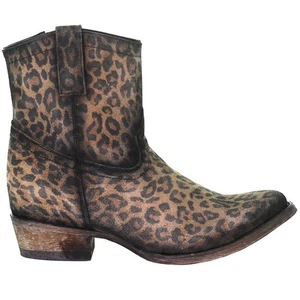Corral Boots Cheetah Snip Toe Cowboy Booties Womens Brown Casual Boots C3627 - Picture 1 of 7