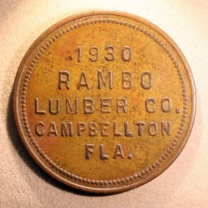 RARE - R10 Florida lumber token - Rambo Lumber Co., $1, Campbellton, Fla. - Picture 1 of 2
