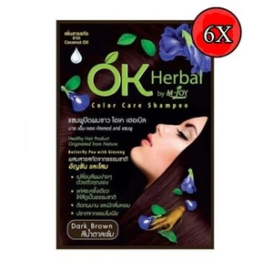 6X OK HERBAL Hair Color Change Dye Shampoo #Dark Brown Ginseng Healthy 30ml - Bild 1 von 5