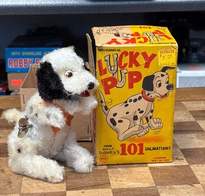 Walt Disney 101 Dalmations Linemar 'Lucky Pup' Wind Up Toy; Original Box - Image 1 of 4