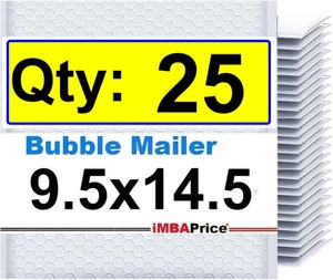 25#4 (9.5" x 14.5") Pure White Self-Seal Poly Bubble Mailers - Picture 1 of 17