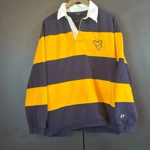 Vintage West Virginia Mountaineers Rugby Shirt Men Large WVU Striped Pro Player - Picture 1 of 5