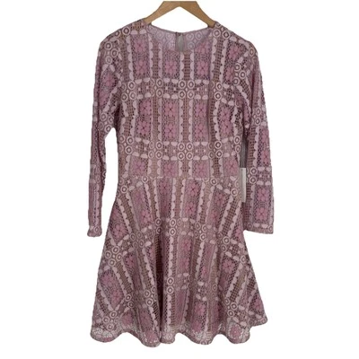 Modcloth Womens Lace Skater Dress 8 Lavender Lined Feminine Kawaii Dainty Twee - Image 1 of 4