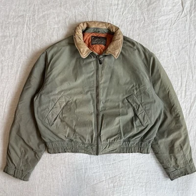 Vintage Armani Jeans Gold Label Bomber Concealed Hood Green 90s - Image 1 of 4