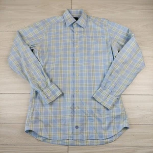 David Donahue Dress Shirt Mens 15.5 34/35 Button Up Trim Fit Windowpane Plaid - Picture 1 of 7