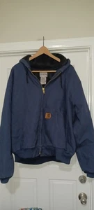 Giacca Carhartt blu in tela foderata termica con cappuccio e zip taglia 2XL!  - Foto 1 di 3