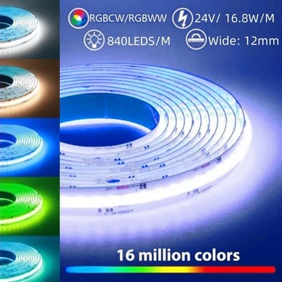 5m-20m 24V COB LED Streifen Stripe Band Lichterkette RGBW RGBCCT Lichtpunkt DIY - Bild 1 von 4