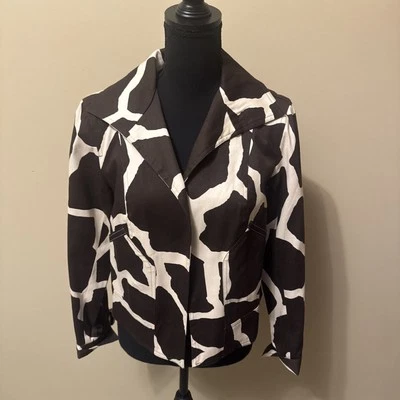 Blazer para mujer NEIMAN MARCUS EXCLUSIVE - marrón y marfil - talla S Foto 1 de 4