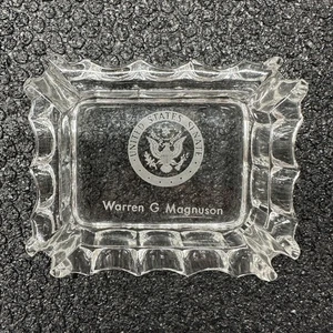 Vintage U.S. Senate Glass Ashtray Warren G Magnuson 1960s Political Memorabilia - Picture 1 of 5