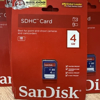 New Sandisk SDHC Secure Digital High Capacity Card 4GB Class 4 Camera Camcorder - Image 1 of 2