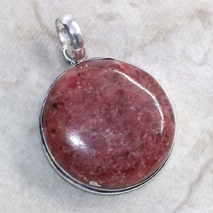 Pink Thulite 925 Silver Plated Round Pendant 1.6" Well Made Gift GW - Picture 1 of 3