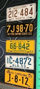 1953 Colorado New York Miss Ala Carolina Wheaties Cereal Bicycle License Plate - Picture 1 of 4