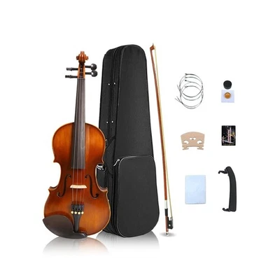 Kit de violín 4/4 tamaño completo para principiantes y adultos violín de madera de arce y abeto... Foto 1 de 4