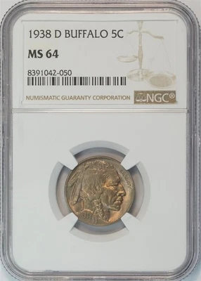 1938 D Buffalo Silver Nickel MS 64 NGC 5C US COIN - Image 1 of 4