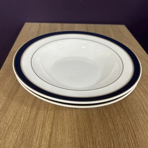 BRITISH AIRWAYS AERONAUTICA Royal Doulton Soup Bowls Blue/Gold Bands X2 - Picture 1 of 4