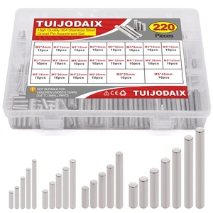 220 Stück 22 Arten M2 M3 M4 M5 304 Edelstahl Dübel Stift Zylinder Regal Supp - Bild 1 von 12