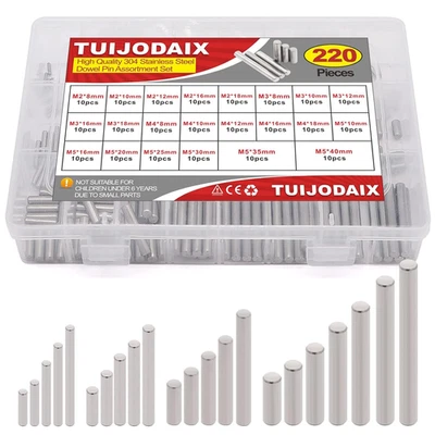 220 piezas 22 tipos M2 M3 M4 M5 304 pasador de pasador de acero inoxidable soporte de estante cilíndrico Foto 1 de 4