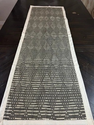 Gray African Mudcloth Table Runner: Handmade Boho Home Decor - Image 1 of 4