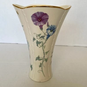 Lenox Morningside Side Cottage Flared Vase Morning Glories Bees Lady Bugs 8.5" - Picture 1 of 9