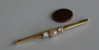 Brosche Nadel Perle Saphir Rosen Antik 585 gold - Bild 1 von 4