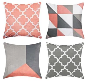 Blush Pink & Grey Geometric Cushion Cover 18 inch / 45 cm ® Red Rainbow - Picture 1 of 6
