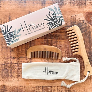 Hand Made Bamboo Hair Comb Set - Wide & Narrow Tooth Comb for Wet & Dry use. - Picture 1 of 6